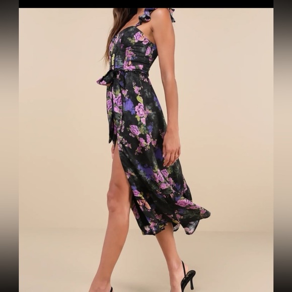 Lulus bustier Dress with Purple Rose Print XL NWT - Picture 2 of 3